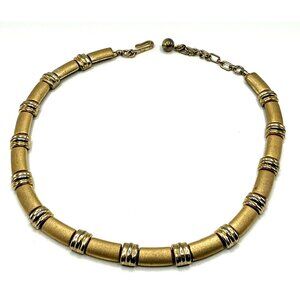 Vintage Trifari Gold-Tone Beaded Choker Necklace With Adjustable Chain & Hook Cl